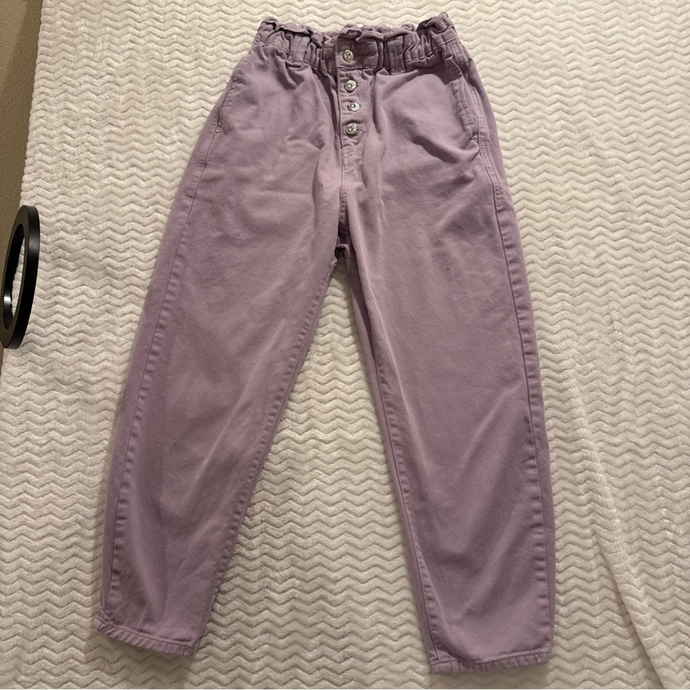 Zara High Waisted Baggy Fit Paper Bag Lavendar Denim Size 6 women's